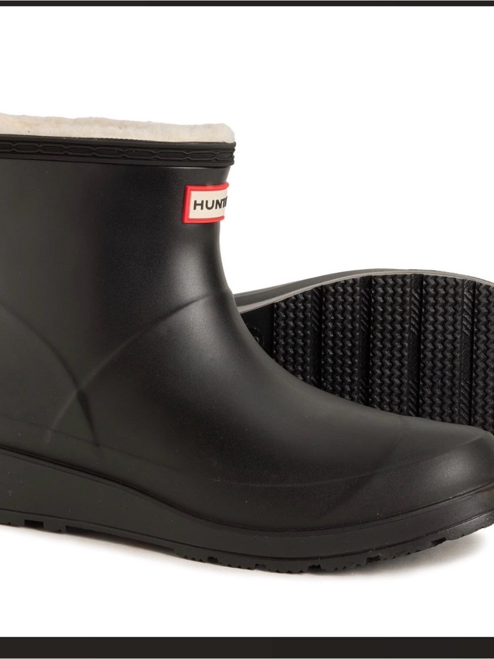 Hunter Black Short Waterproof Winter Rain Boots with Fleece Lining